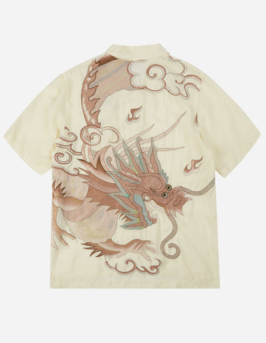 2071 Pearl Dragon Camp Summer Shirt · Japanese Cupro Twill Ecru