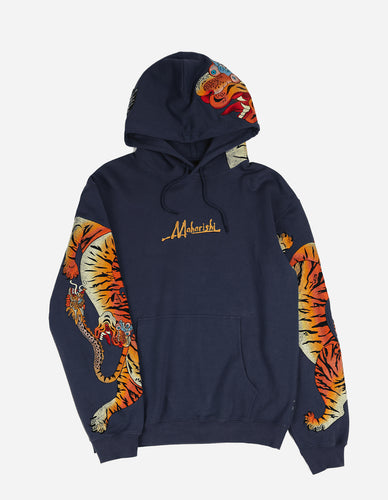 2072 Pearl Tiger Embroidered Hooded Sweat · Organic Sweat 450 Navy