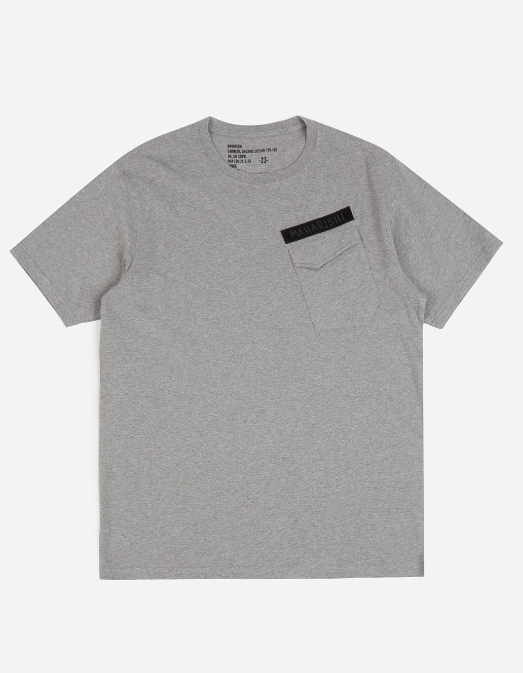 2126 Maharishi Pocket T-Shirt · Organic Jersey 180 Grey Marl