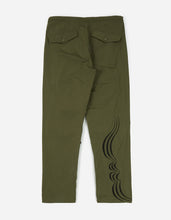 2154 Music Script Embroidered Original Snopants · Straight Fit · Summer Polycotton Dark Olive
