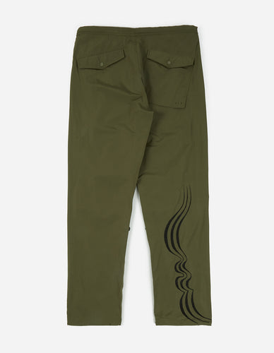 2154 Music Script Embroidered Original Snopants · Straight Fit · Summer Polycotton Dark Olive